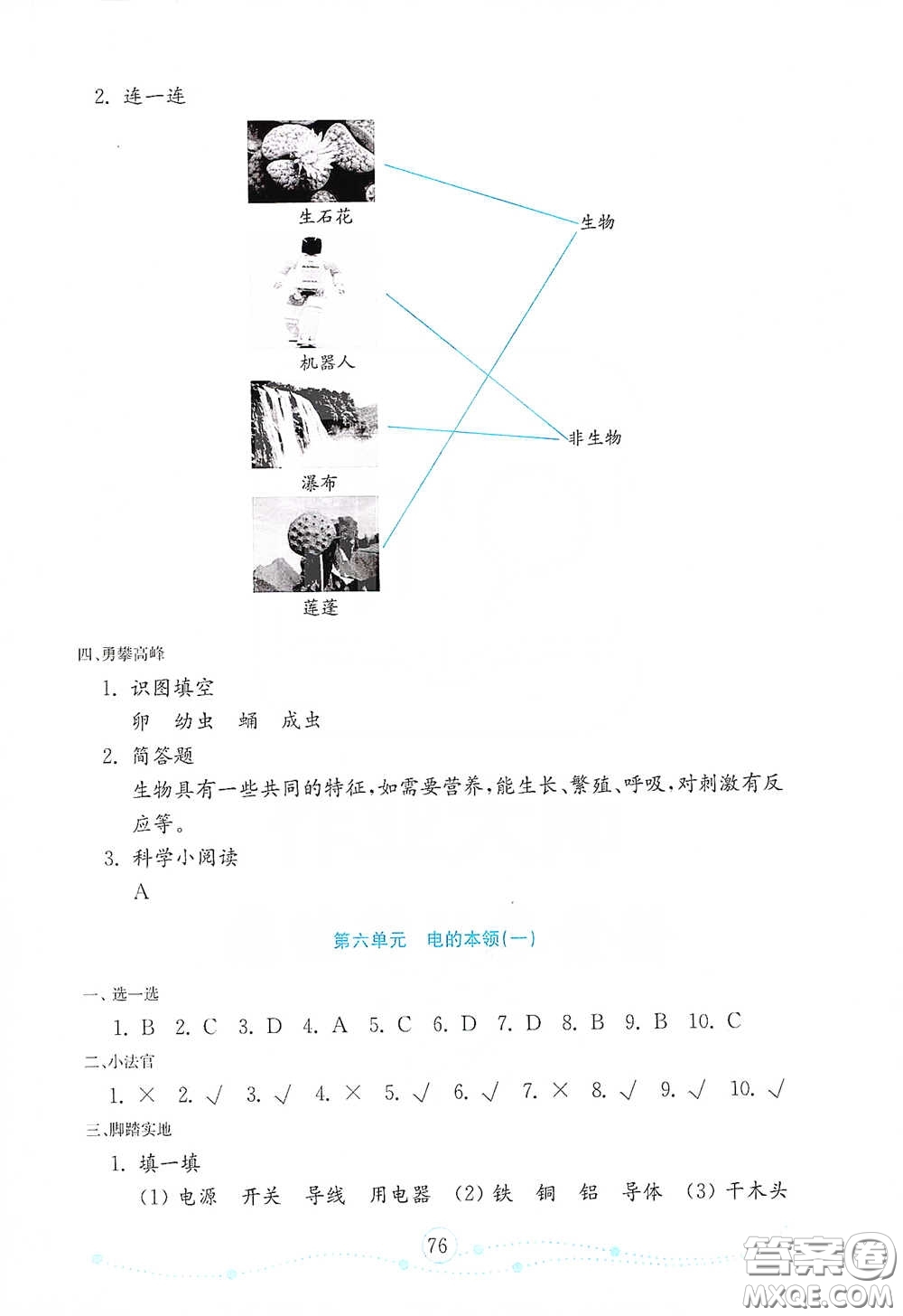 山東教育出版社2021金版小學(xué)科學(xué)試卷金鑰匙四年級(jí)下冊(cè)答案