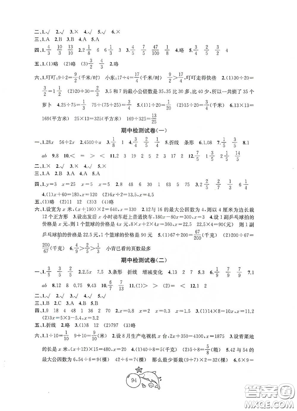 蘇州大學(xué)出版社2021金鑰匙1+1目標(biāo)檢測五年級數(shù)學(xué)下冊國標(biāo)江蘇版答案