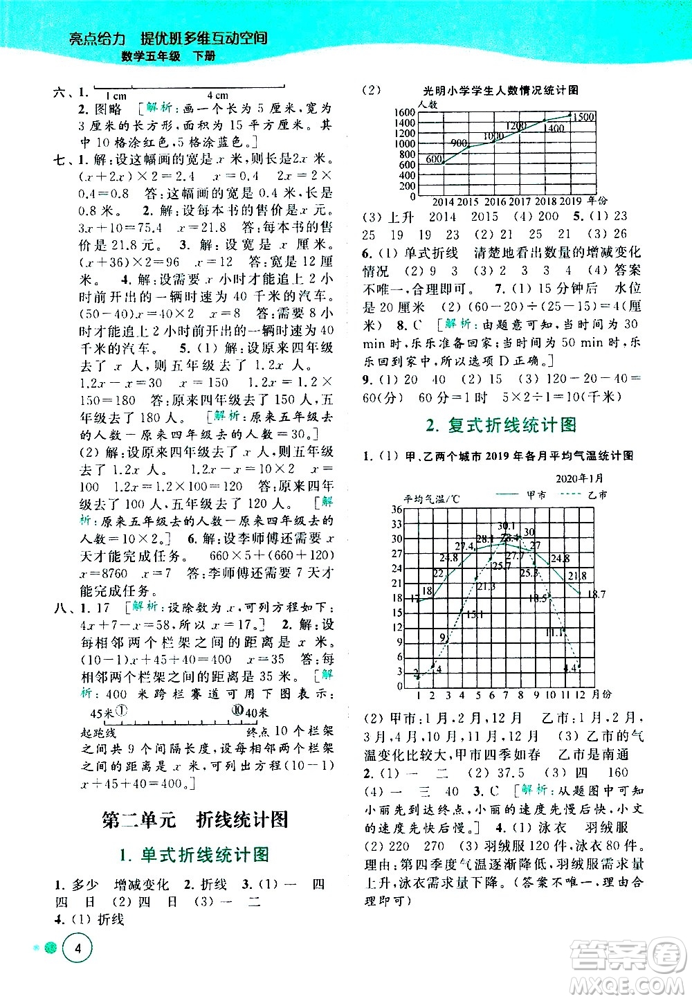 北京教育出版社2021亮點給力提優(yōu)班多維互動空間數(shù)學五年級下冊江蘇版答案