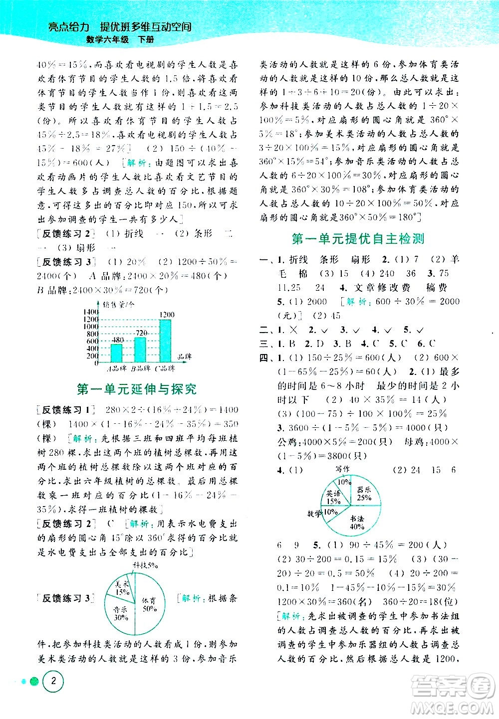 北京教育出版社2021亮點給力提優(yōu)班多維互動空間數(shù)學六年級下冊江蘇版答案