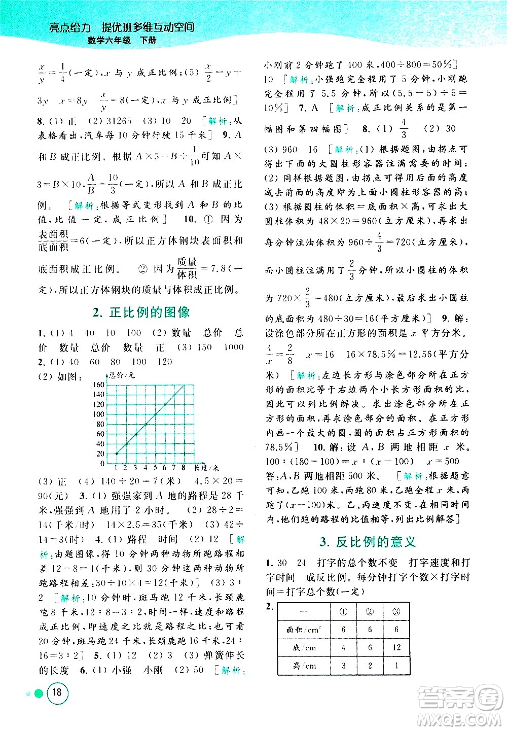 北京教育出版社2021亮點給力提優(yōu)班多維互動空間數(shù)學六年級下冊江蘇版答案