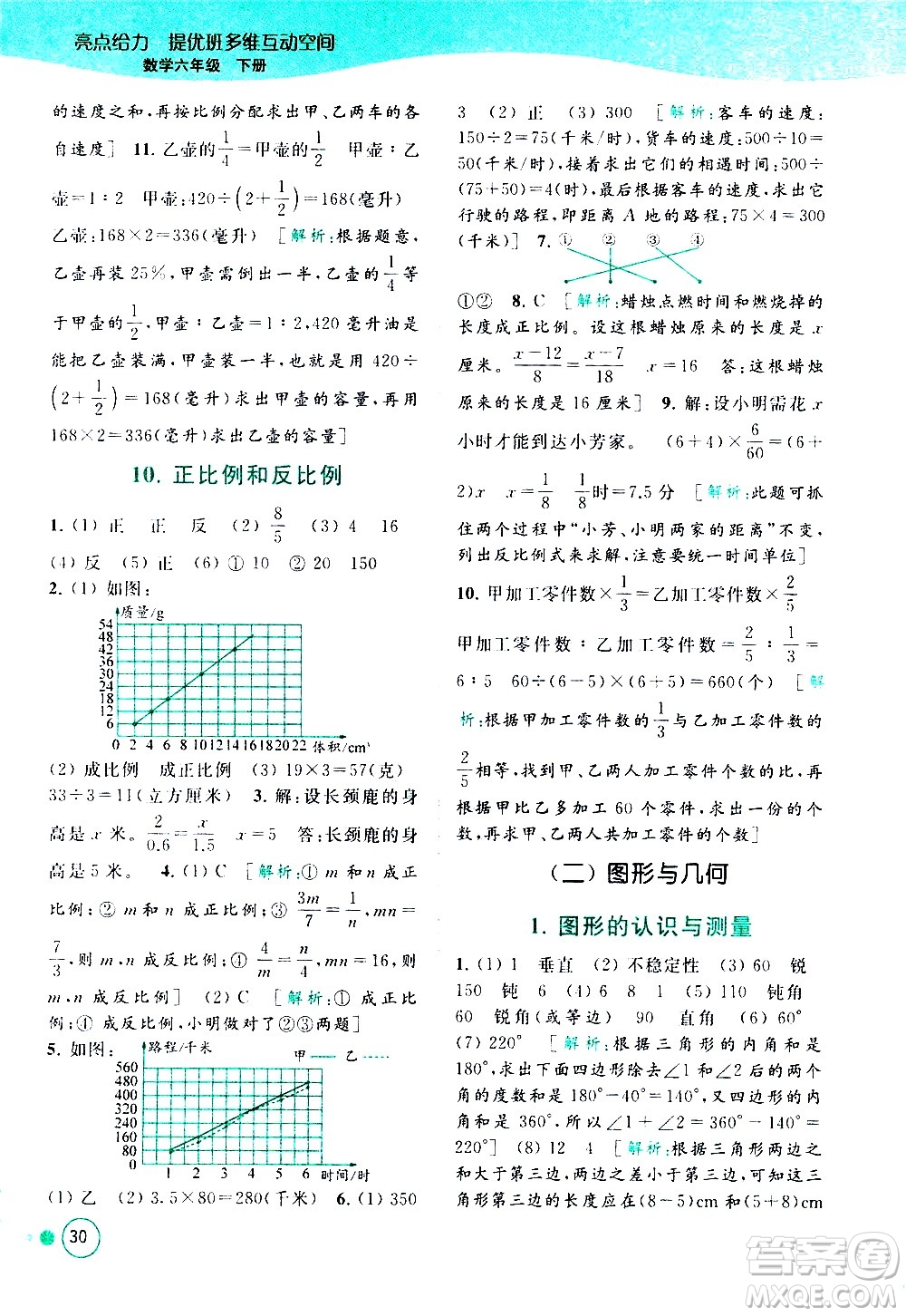 北京教育出版社2021亮點給力提優(yōu)班多維互動空間數(shù)學六年級下冊江蘇版答案