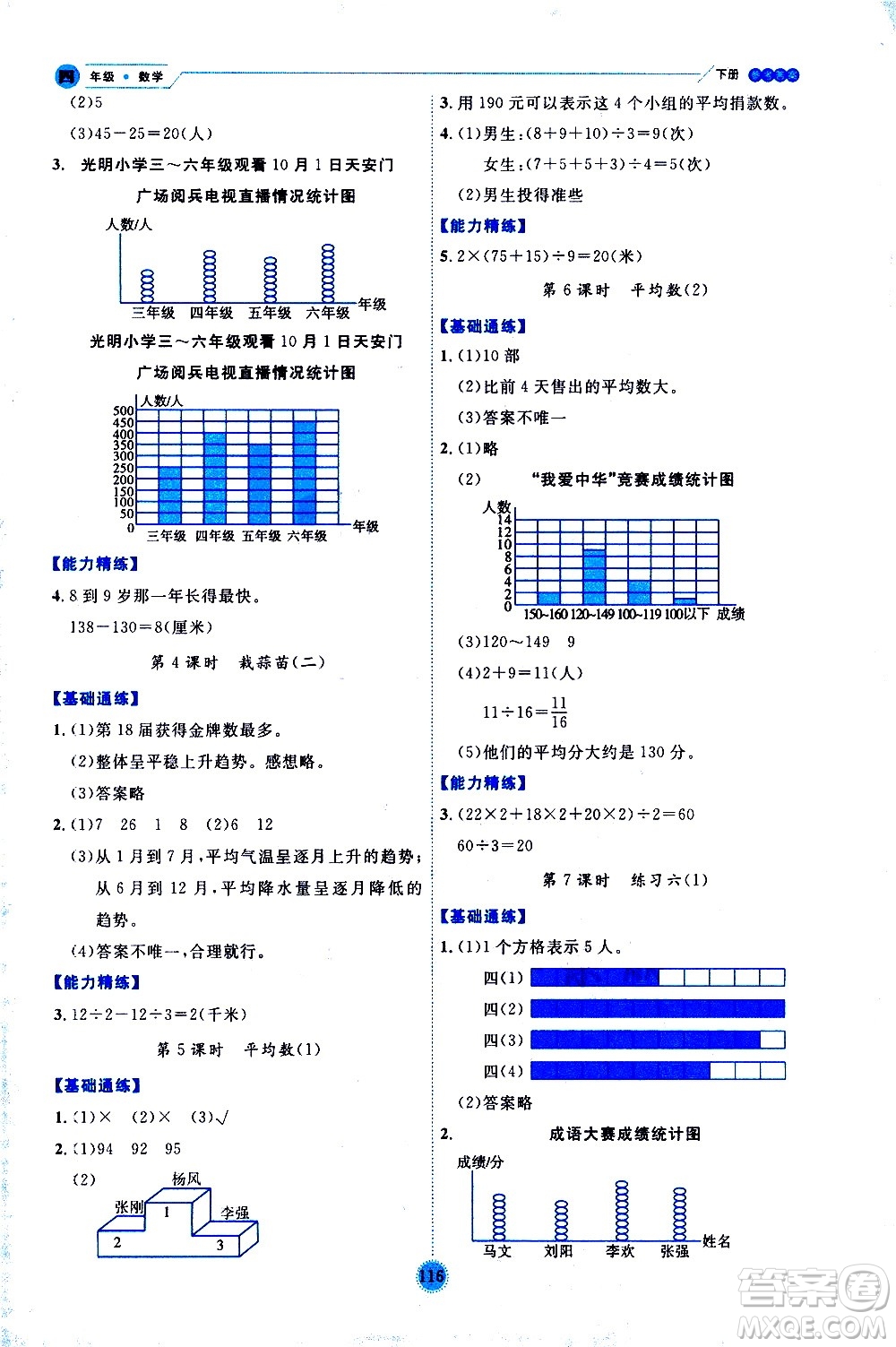 延邊人民出版社2021優(yōu)秀生作業(yè)本情景式閱讀型練習(xí)冊四年級數(shù)學(xué)下冊人教版答案