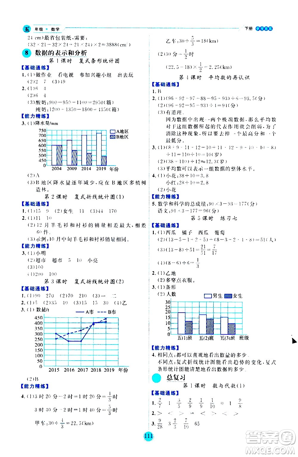 延邊人民出版社2021優(yōu)秀生作業(yè)本情景式閱讀型練習(xí)冊五年級(jí)數(shù)學(xué)下冊人教版答案