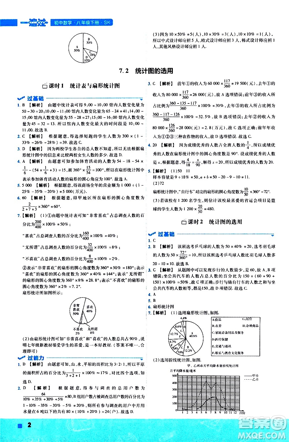 南京師范大學出版社2021版一遍過初中數學八年級下冊SK蘇科版答案