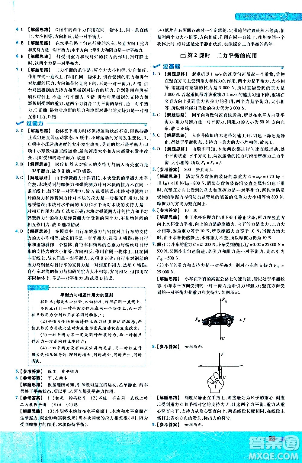 南京師范大學出版社2021版一遍過初中物理八年級下冊SK蘇科版答案