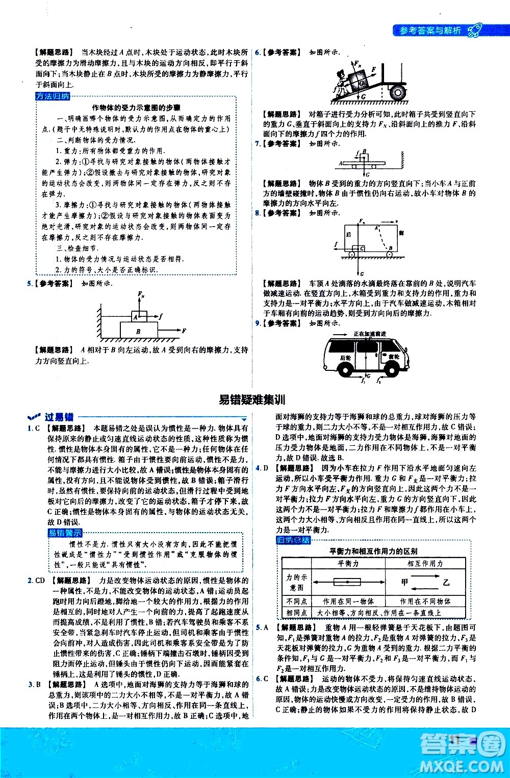 南京師范大學出版社2021版一遍過初中物理八年級下冊RJ人教版答案