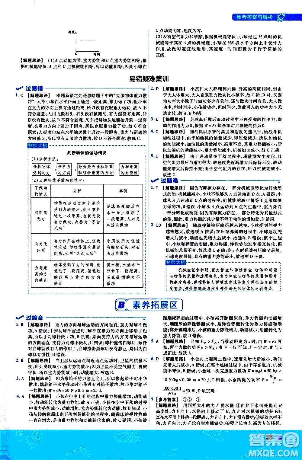 南京師范大學出版社2021版一遍過初中物理八年級下冊RJ人教版答案