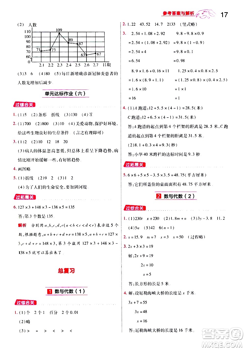 南京師范大學(xué)出版社2021春季一遍過小學(xué)數(shù)學(xué)四年級下冊BSD北師大版答案