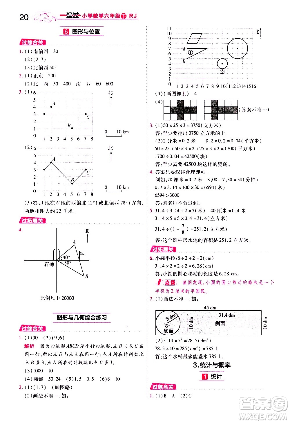 南京師范大學(xué)出版社2021春季一遍過(guò)小學(xué)數(shù)學(xué)六年級(jí)下冊(cè)RJ人教版答案