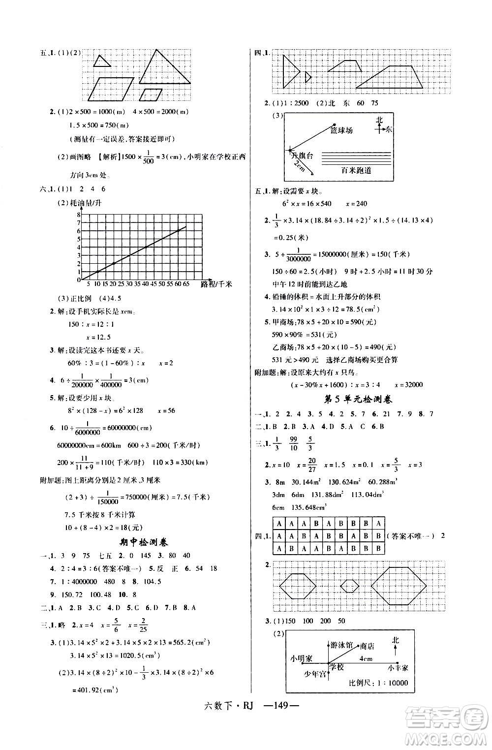 延邊大學(xué)出版社2021新領(lǐng)程數(shù)學(xué)六年級(jí)下冊(cè)RJ人教版答案