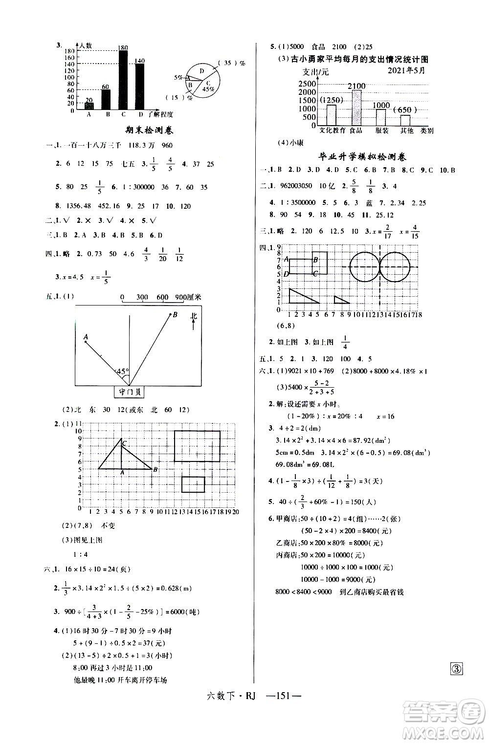 延邊大學(xué)出版社2021新領(lǐng)程數(shù)學(xué)六年級(jí)下冊(cè)RJ人教版答案