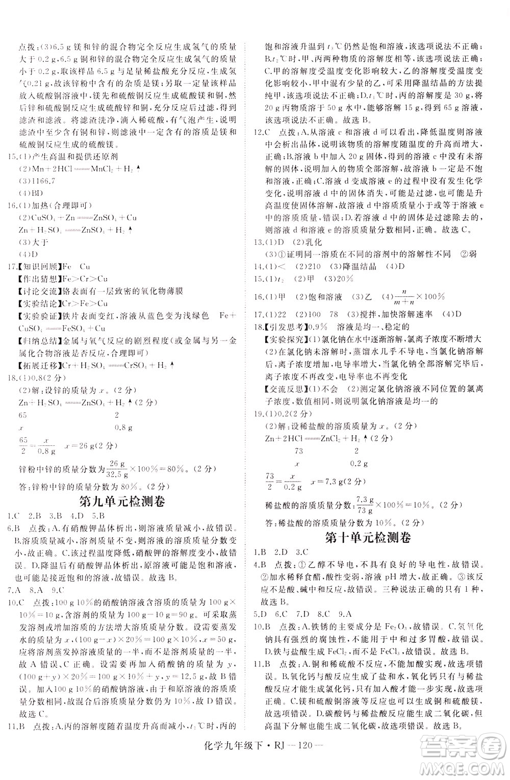 延邊大學(xué)出版社2021新領(lǐng)程初中化學(xué)九年級下冊RJ人教版答案