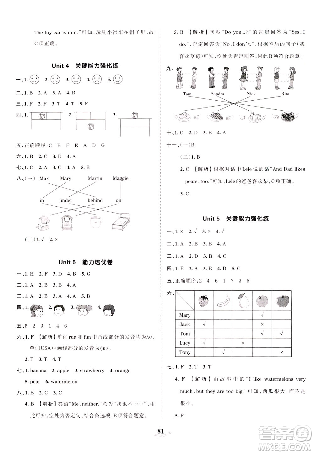 江西人民出版社2021春王朝霞培優(yōu)100分英語(yǔ)三年級(jí)下冊(cè)PEP人教版答案