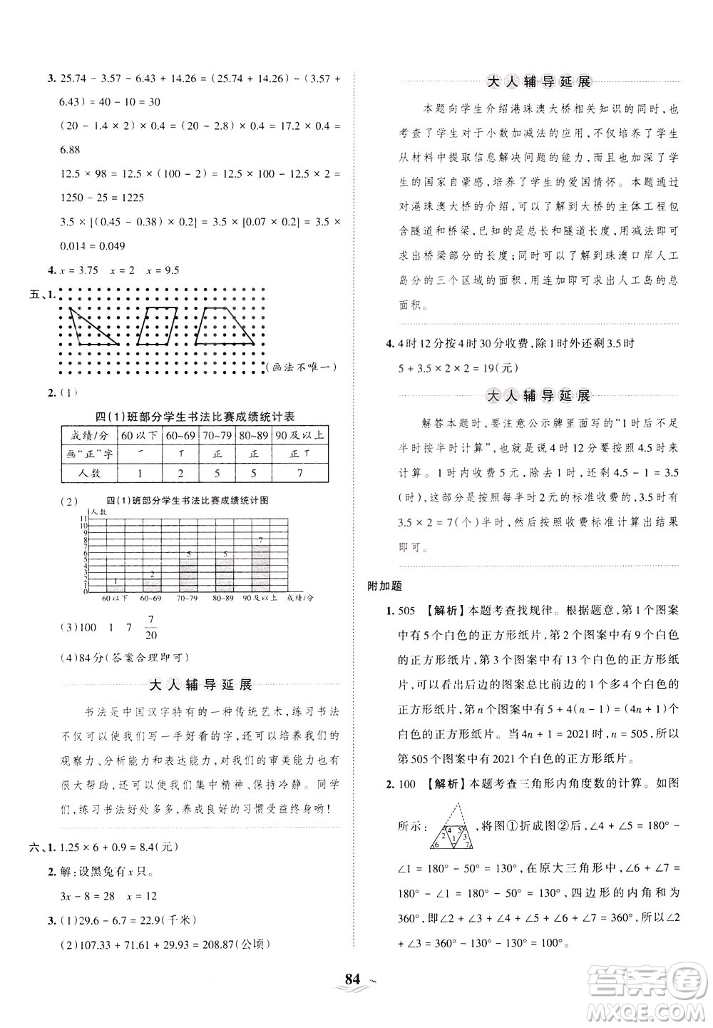 江西人民出版社2021春王朝霞培優(yōu)100分?jǐn)?shù)學(xué)四年級(jí)下冊(cè)BS北師大版答案