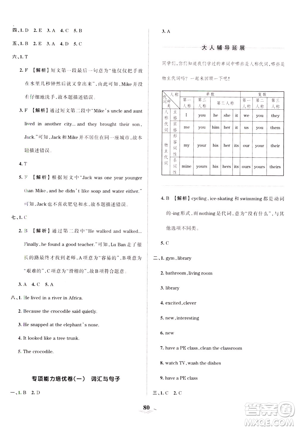 江西人民出版社2021春王朝霞培優(yōu)100分英語六年級下冊PEP人教版答案