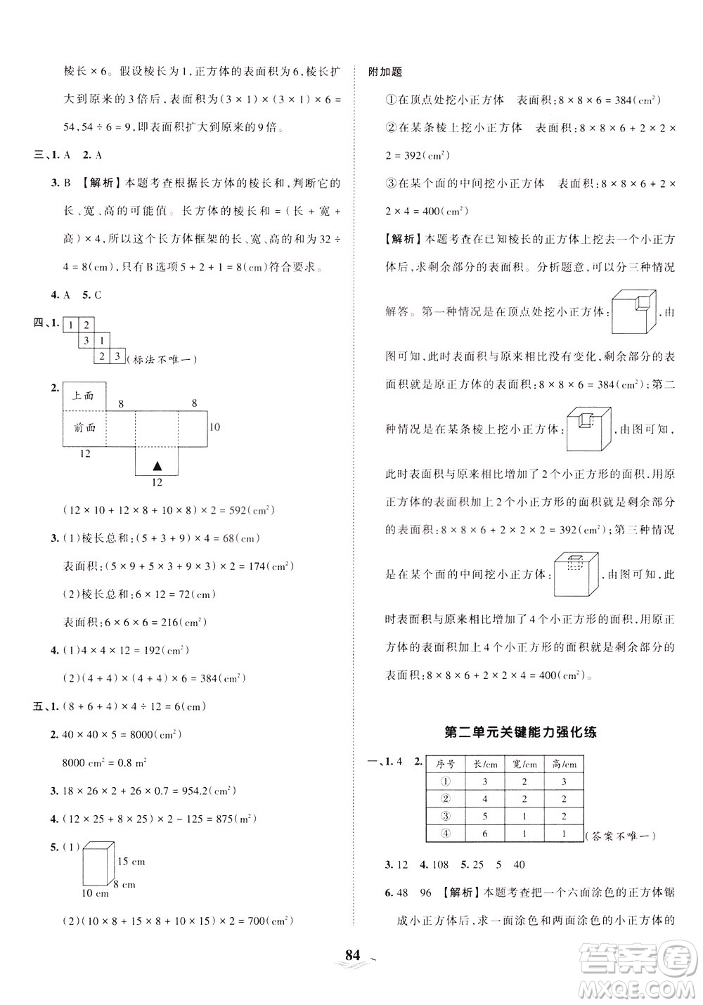 江西人民出版社2021春王朝霞培優(yōu)100分?jǐn)?shù)學(xué)五年級下冊BS北師大版答案