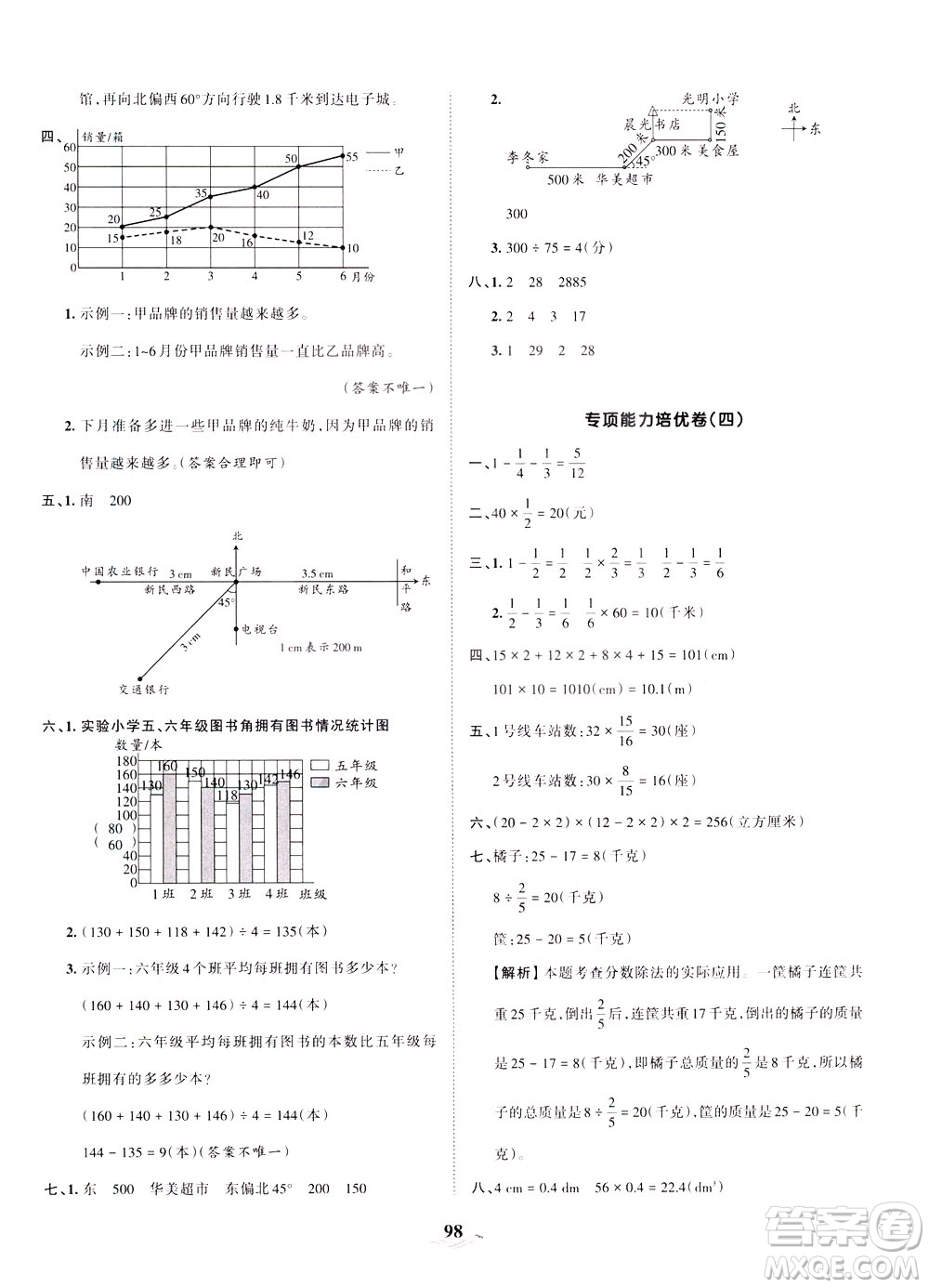 江西人民出版社2021春王朝霞培優(yōu)100分?jǐn)?shù)學(xué)五年級下冊BS北師大版答案