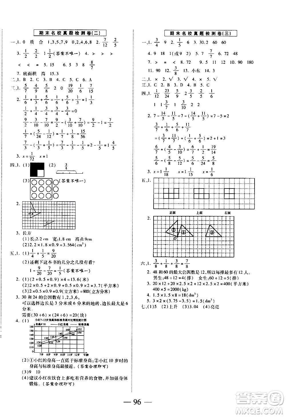 天地出版社2021名師優(yōu)題小學(xué)系列卷數(shù)學(xué)五年級下冊RJ人教版答案