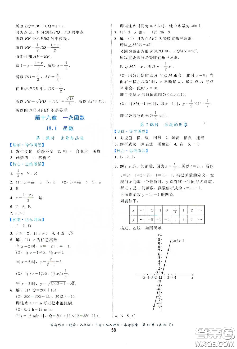 貴州人民出版社2021家庭作業(yè)八年級(jí)數(shù)學(xué)下冊(cè)人教版答案