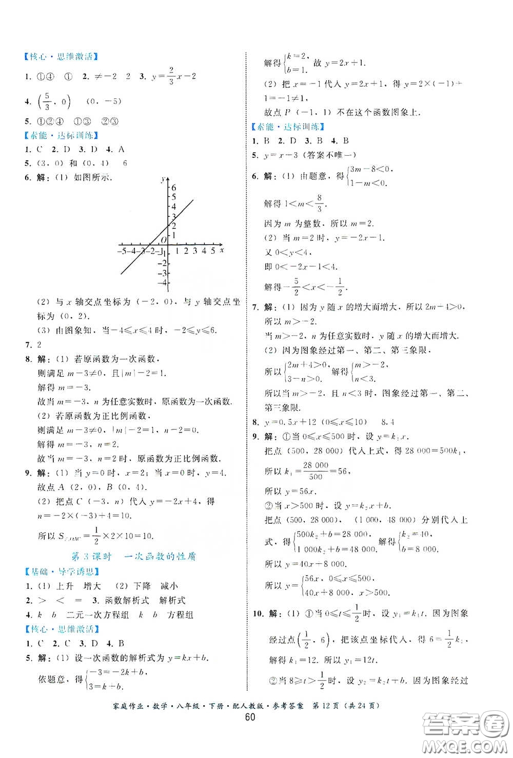 貴州人民出版社2021家庭作業(yè)八年級(jí)數(shù)學(xué)下冊(cè)人教版答案