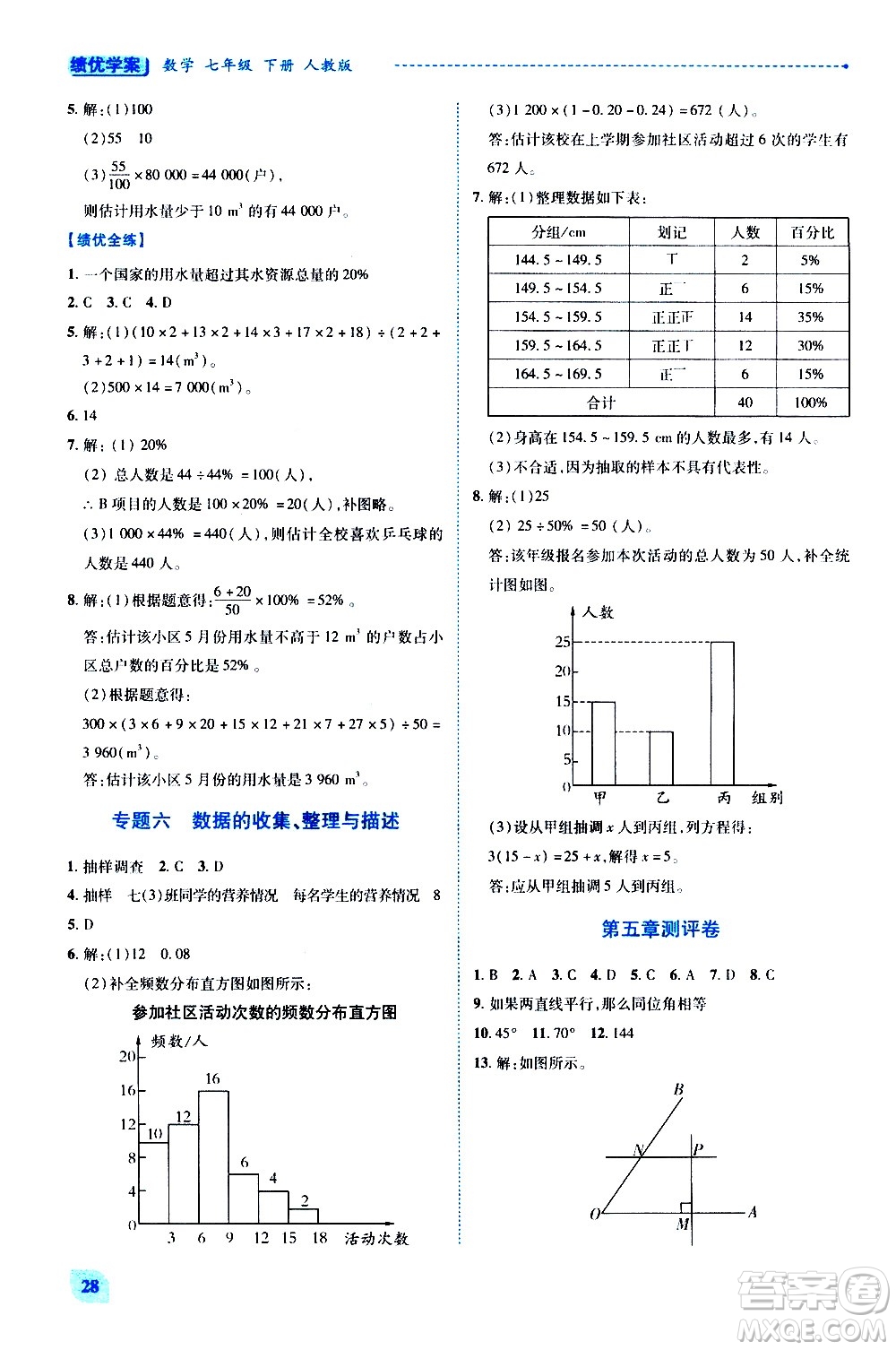 陜西師范大學出版總社有限公司2021績優(yōu)學案數(shù)學七年級下冊人教版答案