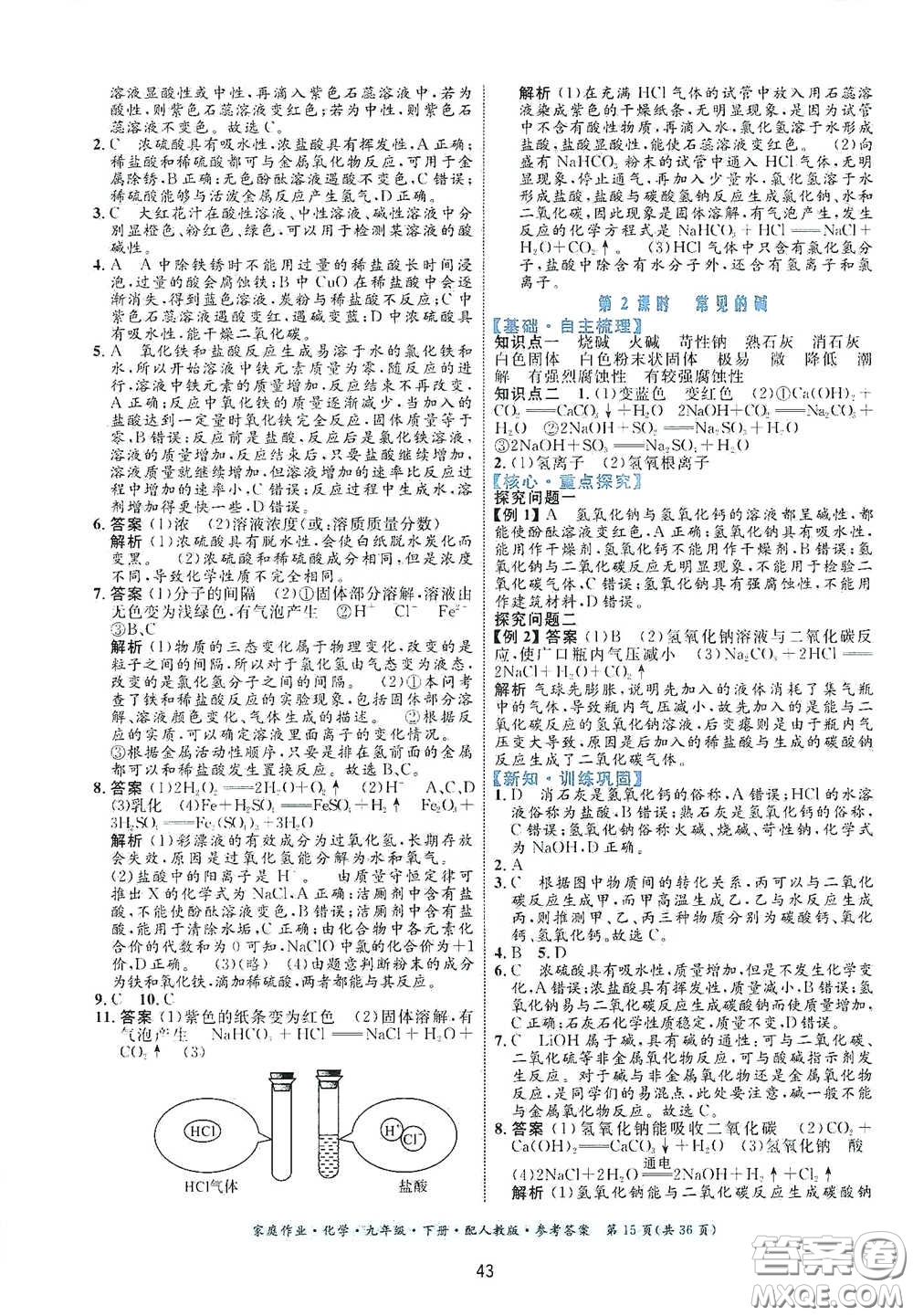 貴州人民出版社2021家庭作業(yè)九年級(jí)化學(xué)下冊人教版答案