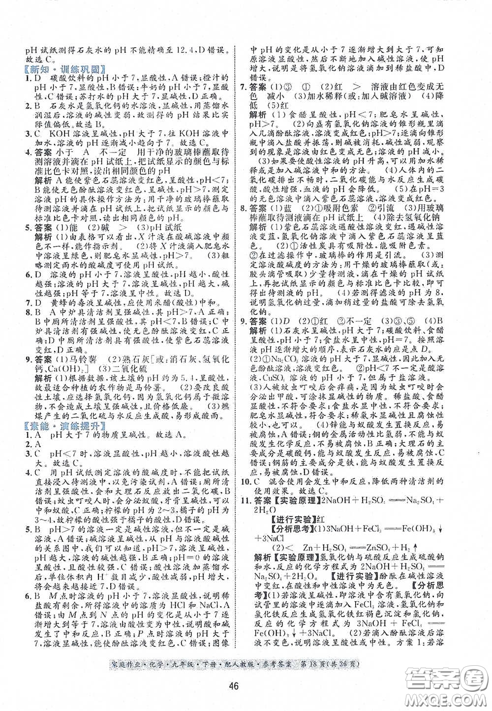 貴州人民出版社2021家庭作業(yè)九年級(jí)化學(xué)下冊人教版答案