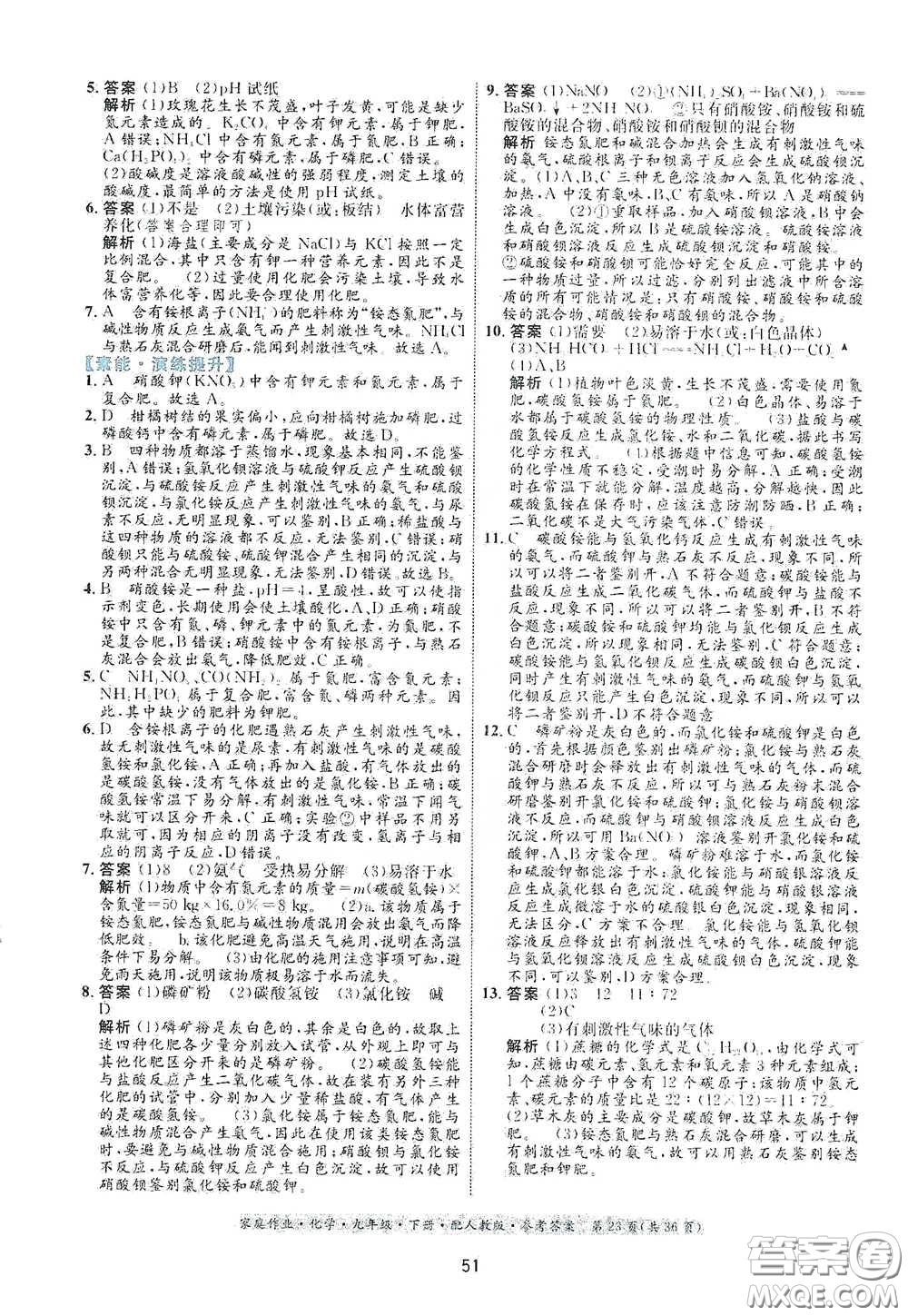 貴州人民出版社2021家庭作業(yè)九年級(jí)化學(xué)下冊人教版答案