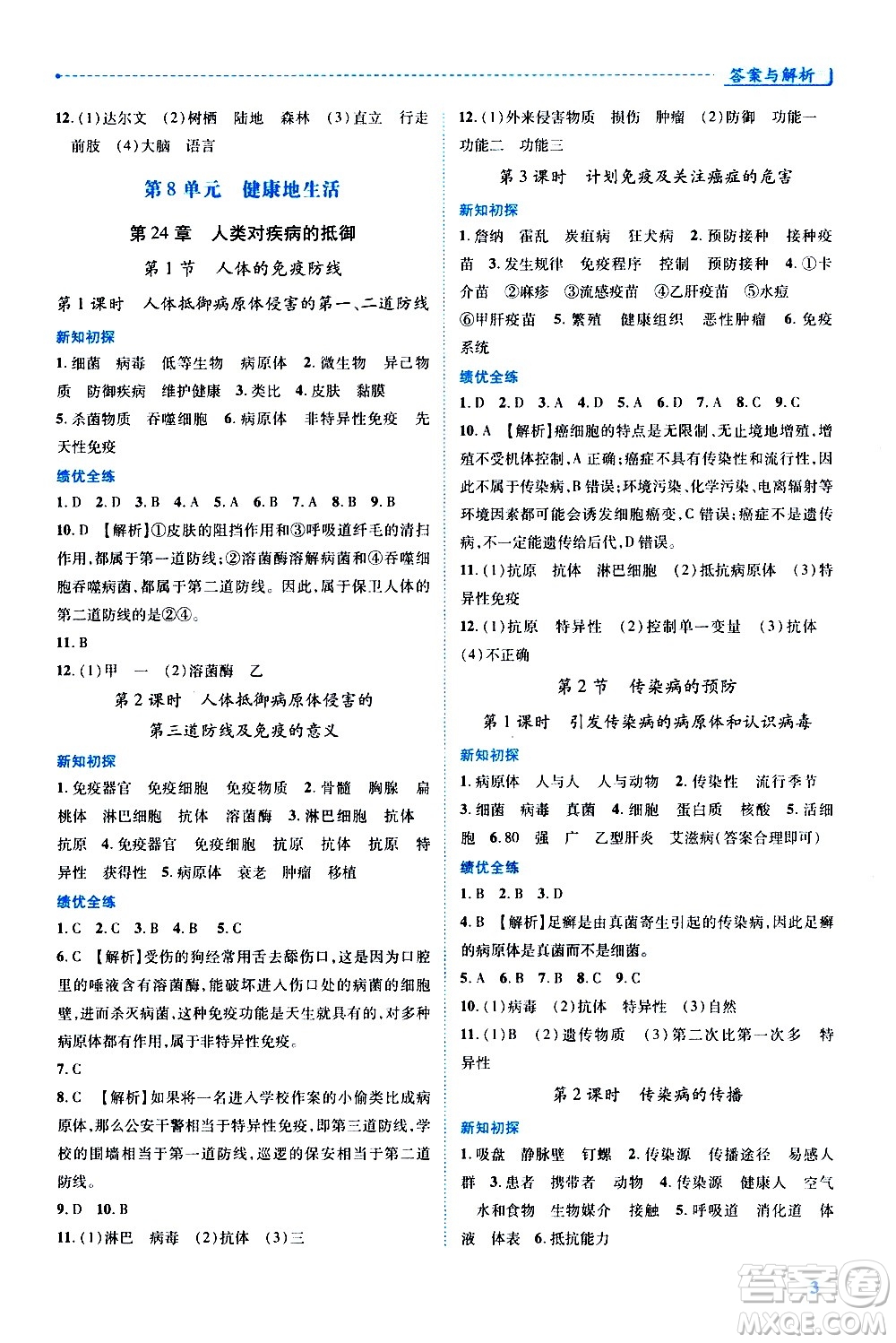 陜西師范大學(xué)出版總社有限公司2021績(jī)優(yōu)學(xué)案生物學(xué)八年級(jí)下冊(cè)蘇科版答案