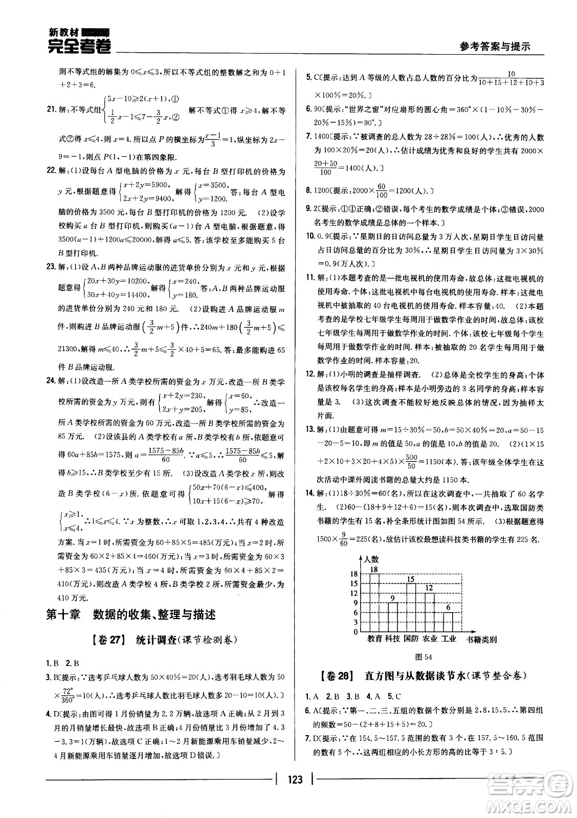 吉林人民出版社2021新教材完全考卷七年級(jí)數(shù)學(xué)下新課標(biāo)人教版答案