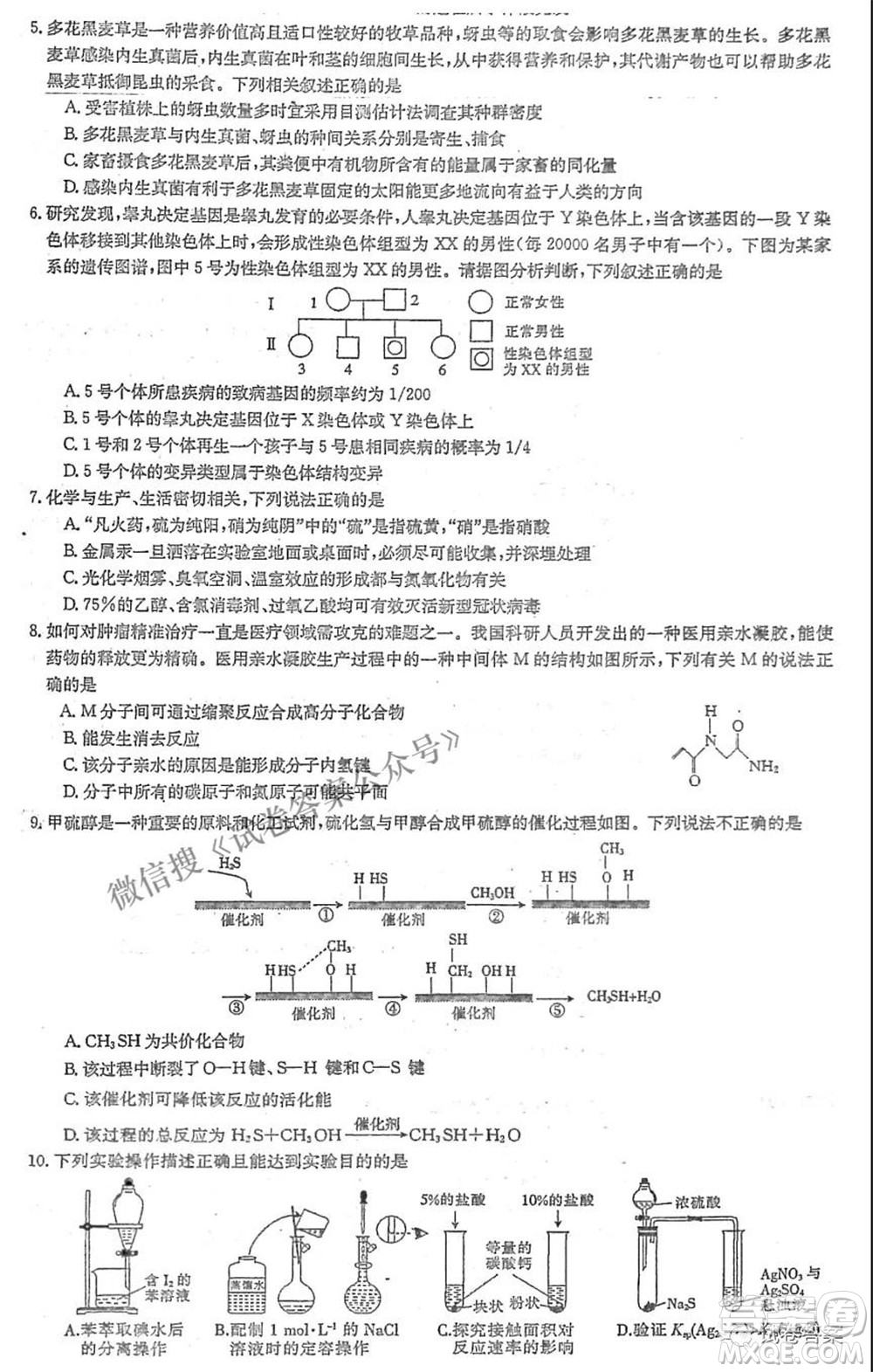 晉城市2021年高三第三次模擬考試?yán)砜凭C合試題及答案