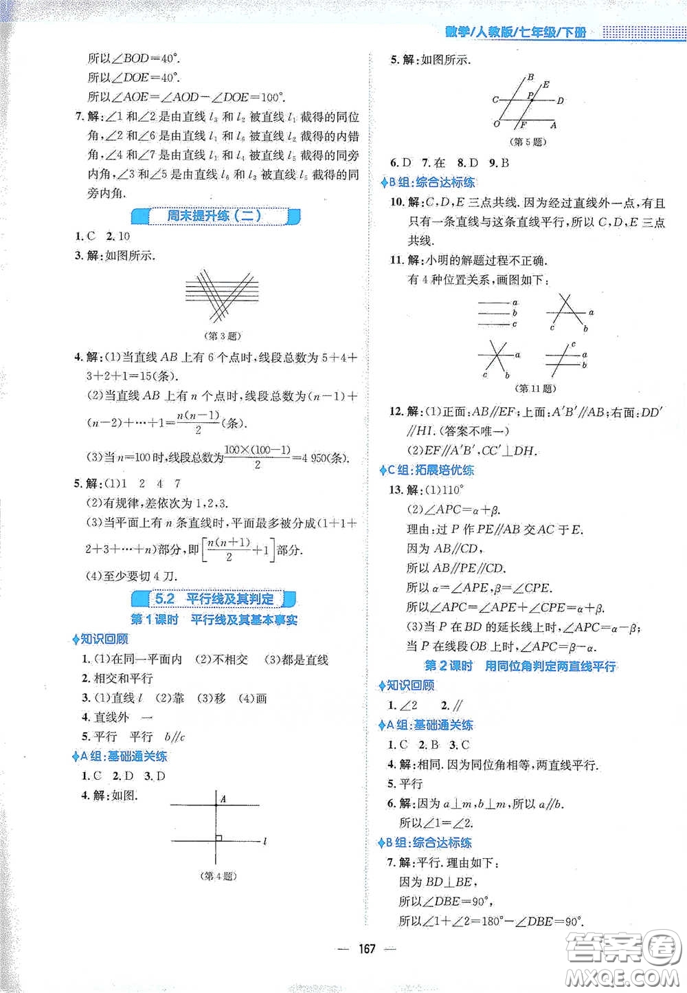 安徽教育出版社2021新編基礎(chǔ)訓(xùn)練七年級數(shù)學(xué)下冊人教版答案