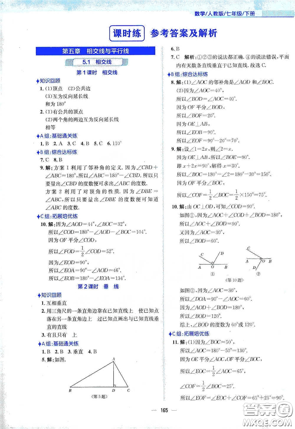 安徽教育出版社2021新編基礎(chǔ)訓(xùn)練七年級數(shù)學(xué)下冊人教版答案