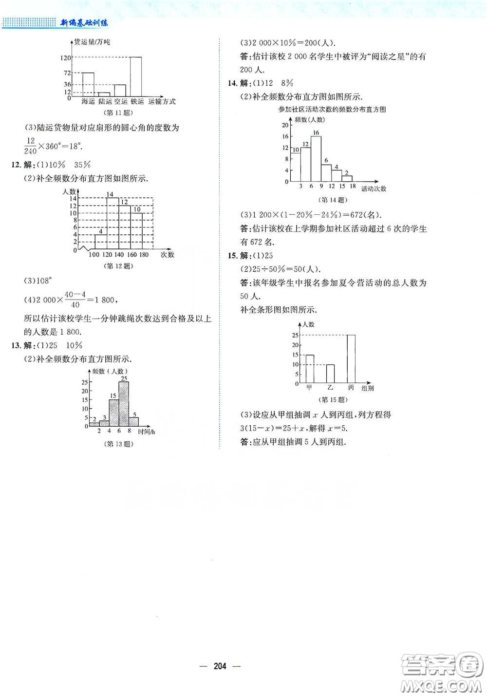 安徽教育出版社2021新編基礎(chǔ)訓(xùn)練七年級數(shù)學(xué)下冊人教版答案