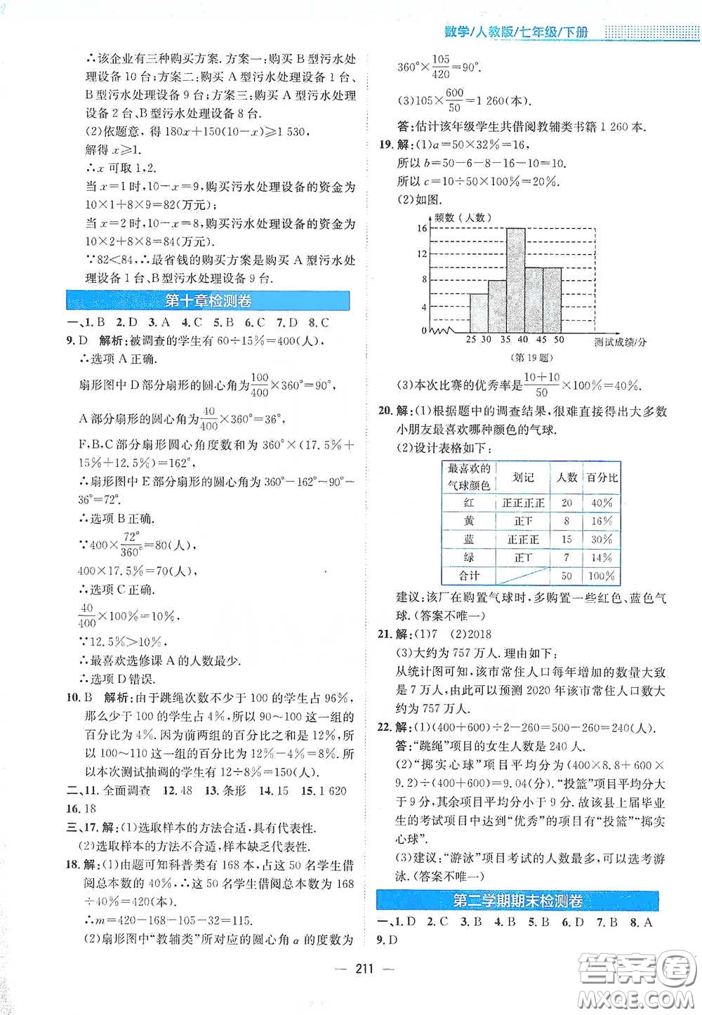 安徽教育出版社2021新編基礎(chǔ)訓(xùn)練七年級數(shù)學(xué)下冊人教版答案