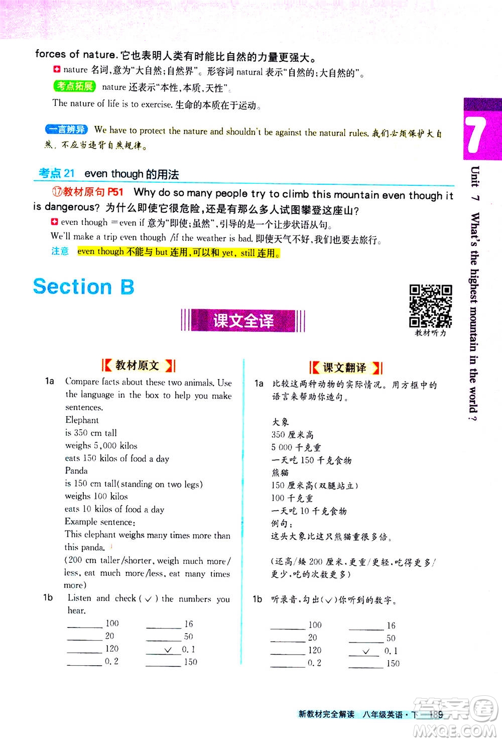 吉林人民出版社2021新教材完全解讀英語八年級下新目標(biāo)人教版答案