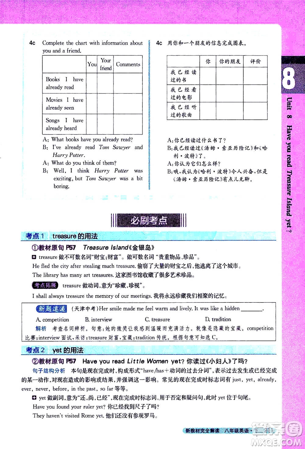 吉林人民出版社2021新教材完全解讀英語八年級下新目標(biāo)人教版答案