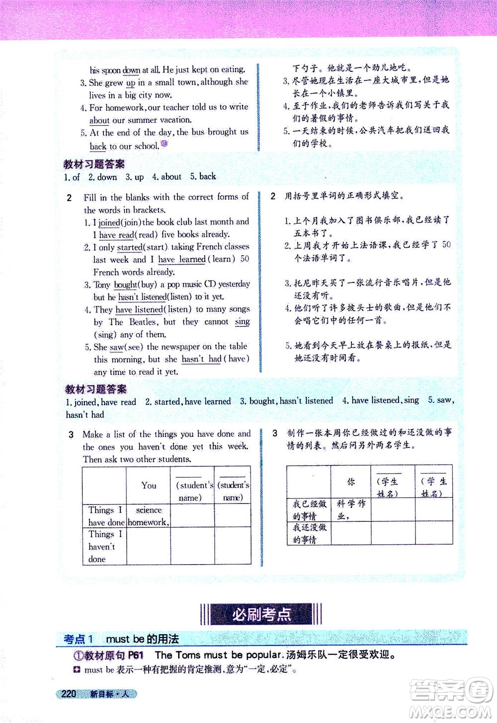 吉林人民出版社2021新教材完全解讀英語八年級下新目標(biāo)人教版答案