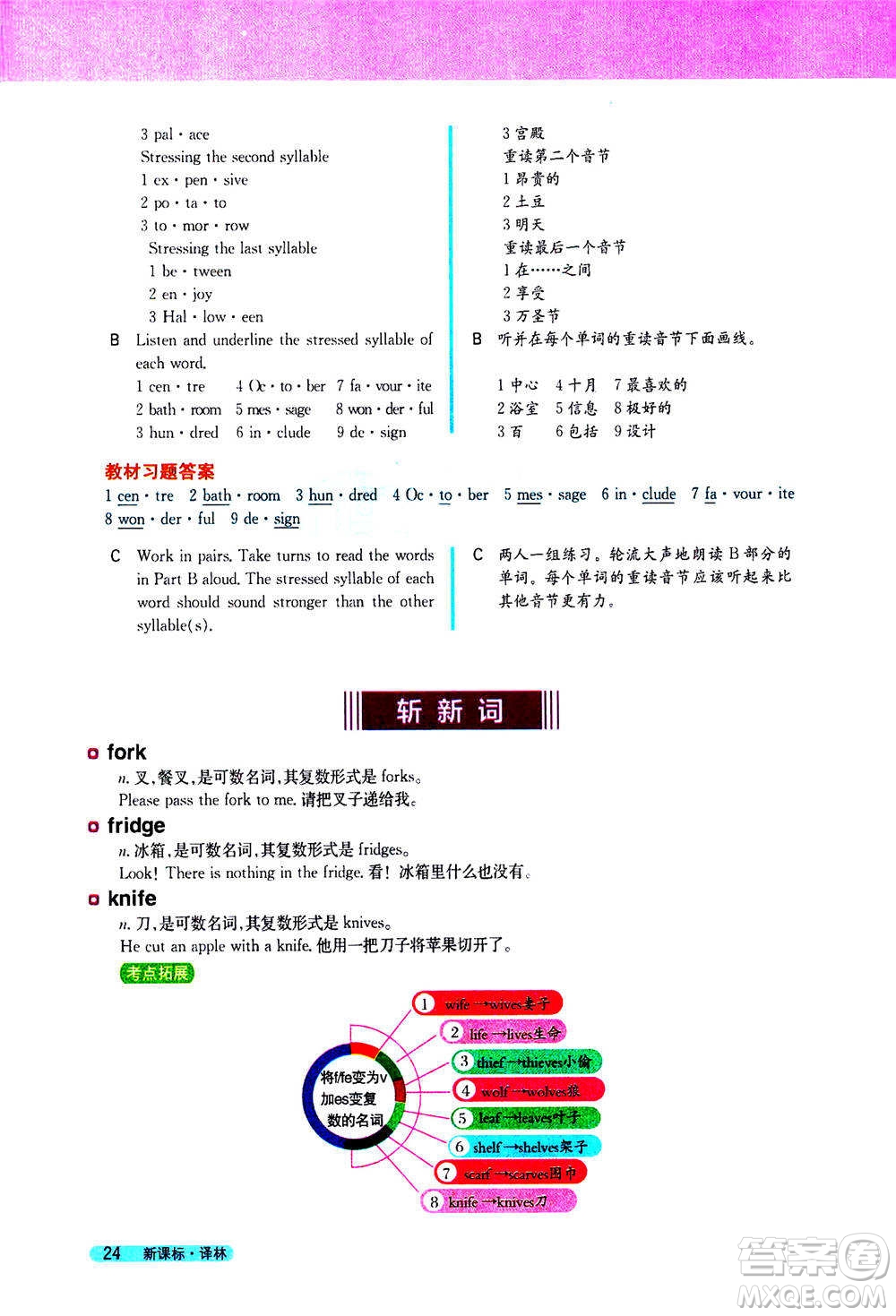 吉林人民出版社2021新教材完全解讀英語(yǔ)七年級(jí)下新課標(biāo)譯林版答案