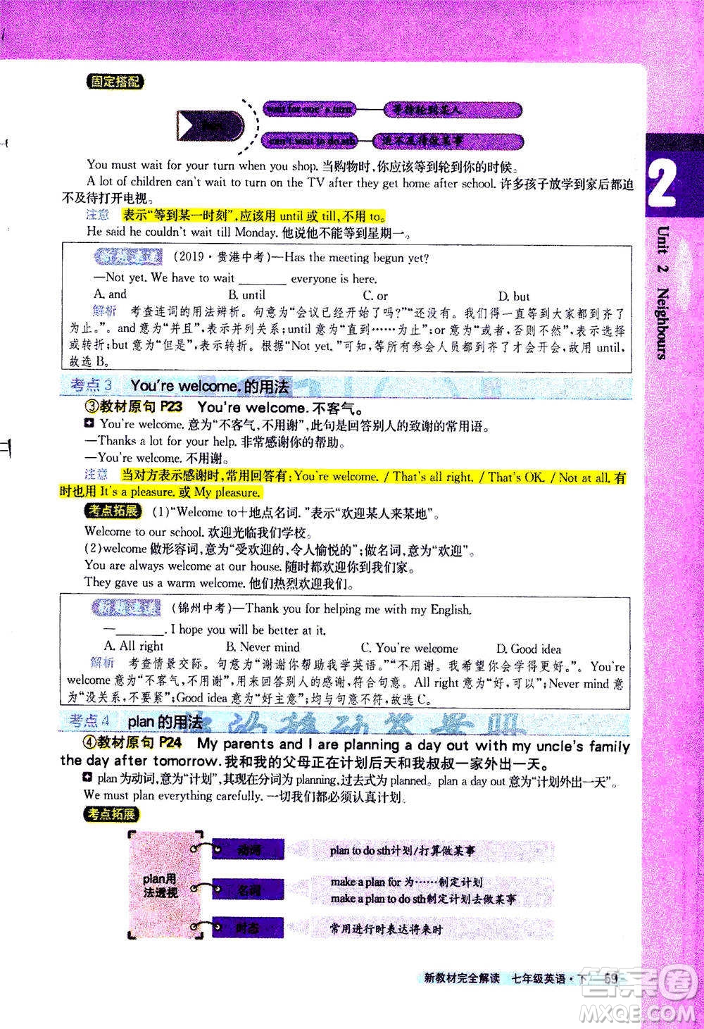 吉林人民出版社2021新教材完全解讀英語(yǔ)七年級(jí)下新課標(biāo)譯林版答案