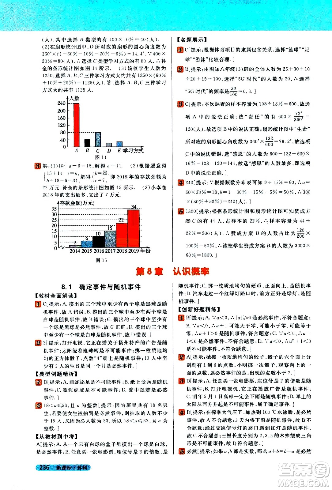 吉林人民出版社2021新教材完全解讀數學八年級下新課標蘇科版答案