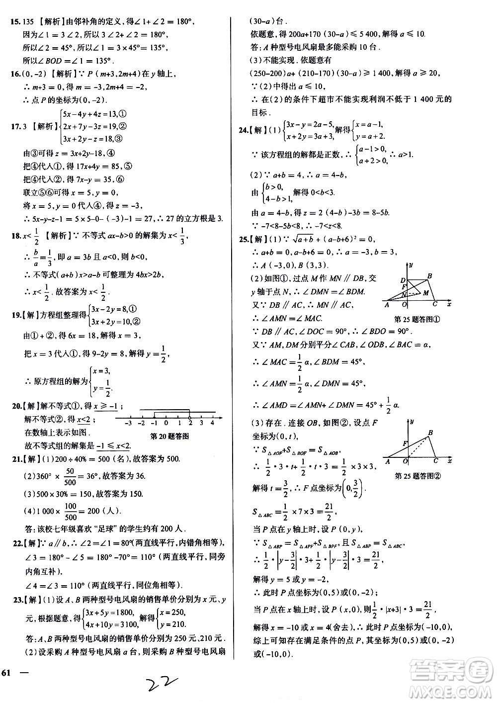 陜西人民教育出版社2021年真題圈天津考生專(zhuān)用練考試卷數(shù)學(xué)七年級(jí)下冊(cè)答案