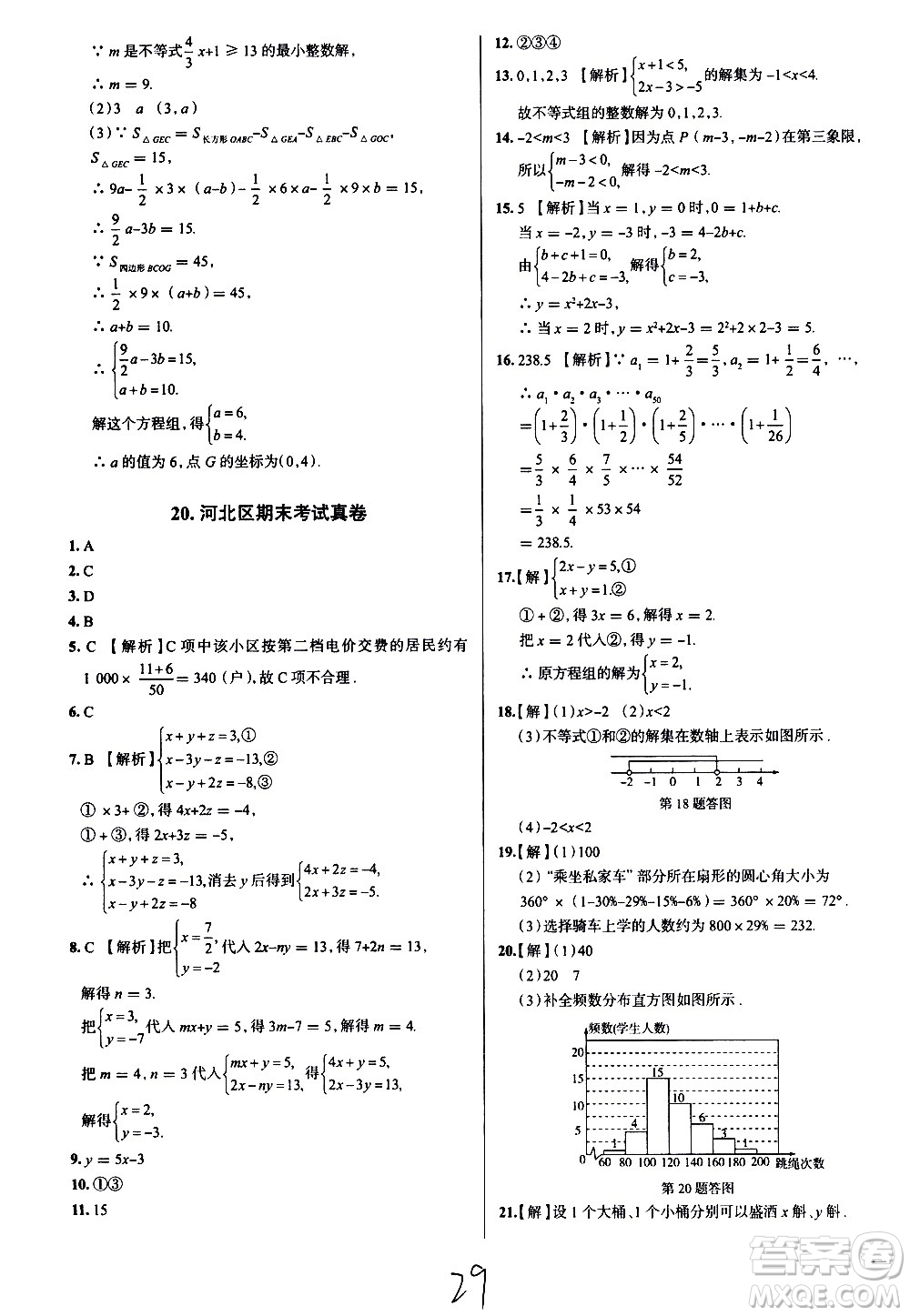 陜西人民教育出版社2021年真題圈天津考生專(zhuān)用練考試卷數(shù)學(xué)七年級(jí)下冊(cè)答案