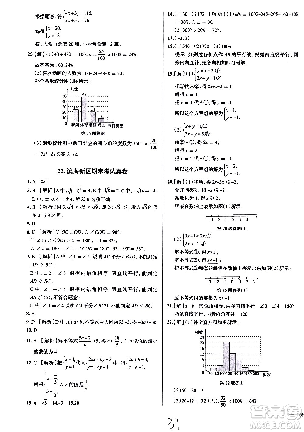 陜西人民教育出版社2021年真題圈天津考生專(zhuān)用練考試卷數(shù)學(xué)七年級(jí)下冊(cè)答案