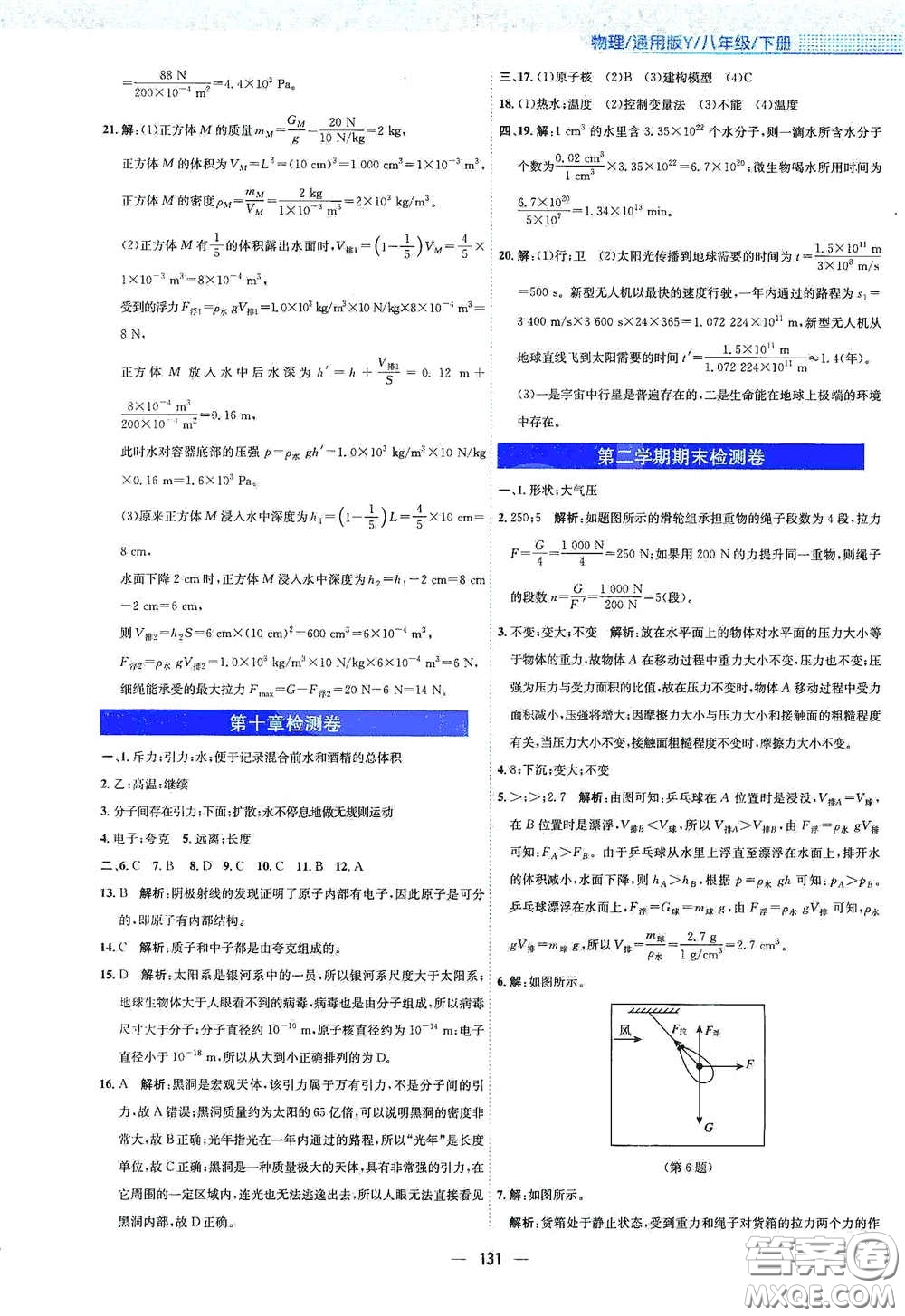 安徽教育出版社2021新編基礎(chǔ)訓(xùn)練八年級(jí)物理下冊(cè)通用版Y版答案