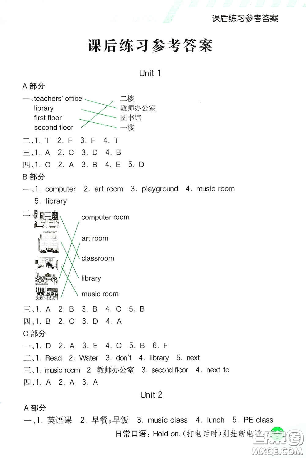 河北教育出版社2021小學(xué)創(chuàng)新一點(diǎn)通四年級(jí)英語(yǔ)下冊(cè)人教版答案