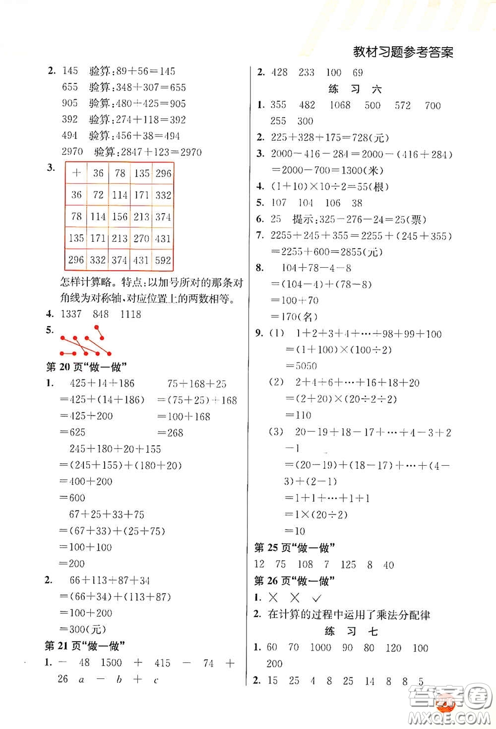 河北教育出版社2021小學(xué)創(chuàng)新一點(diǎn)通四年級數(shù)學(xué)下冊人教版答案