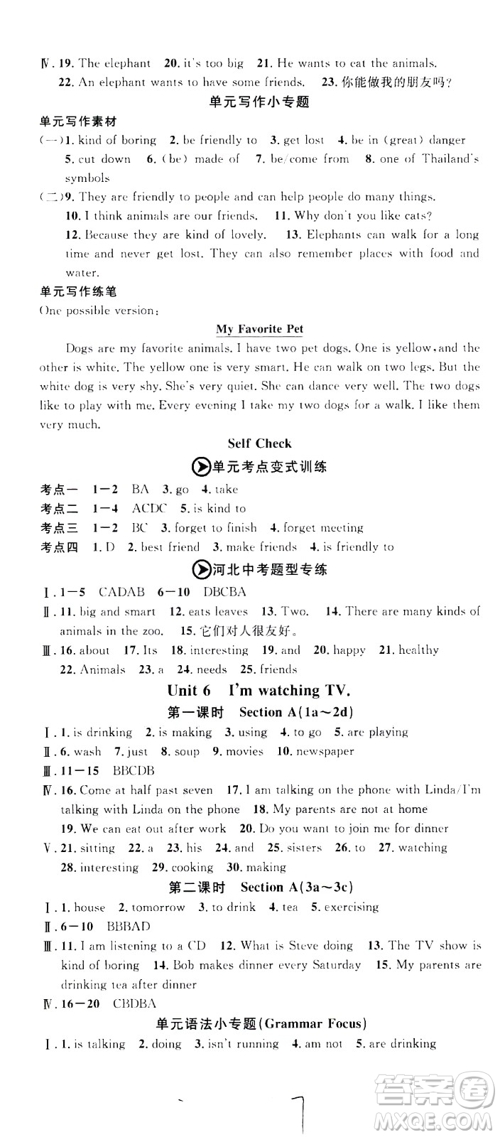 吉林教育出版社2021名校課堂河北專版領(lǐng)導(dǎo)者英語(yǔ)七年級(jí)下冊(cè)RJ人教版答案