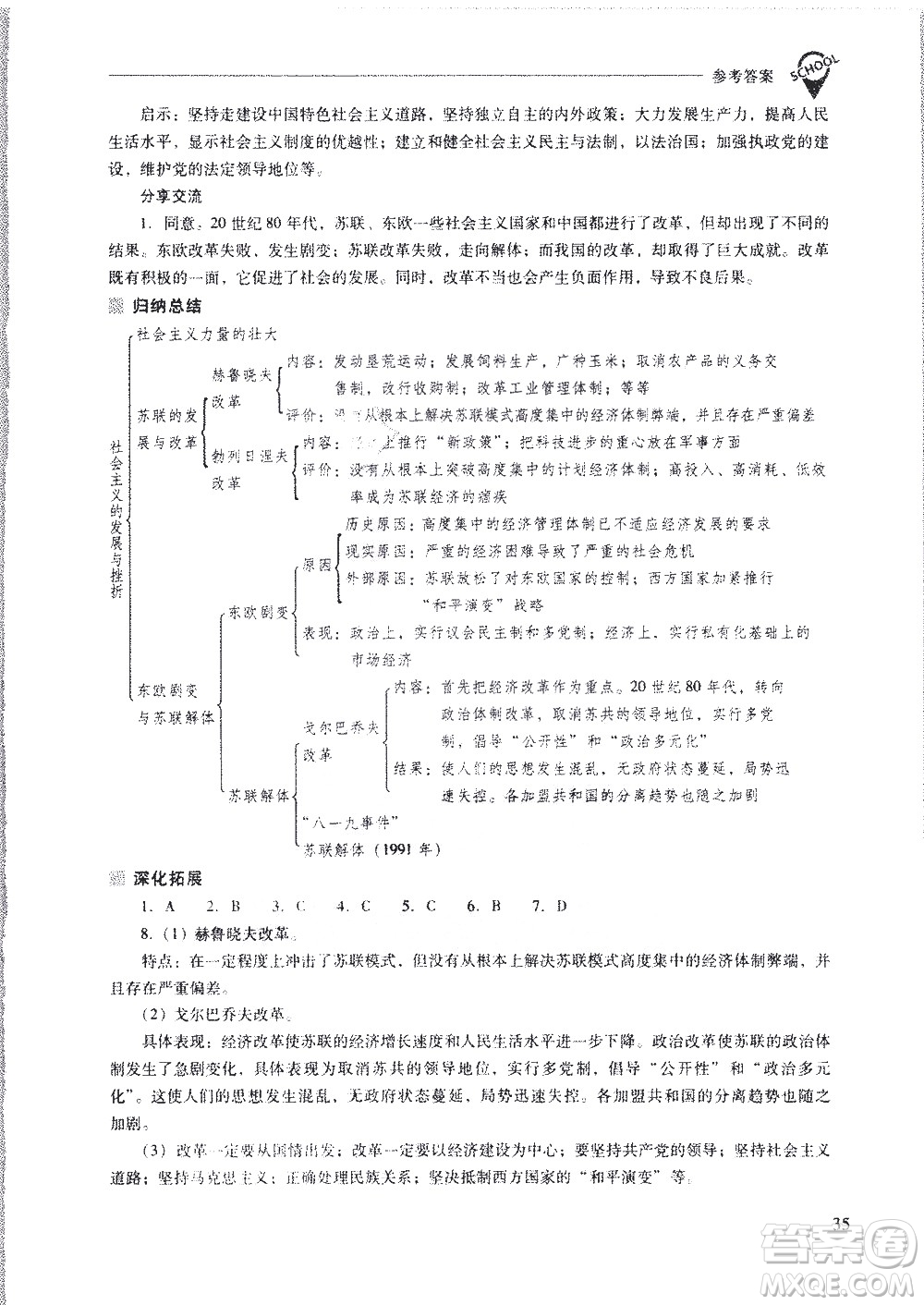 山西教育出版社2021新課程問(wèn)題解決導(dǎo)學(xué)方案世界歷史九年級(jí)下冊(cè)人教版答案